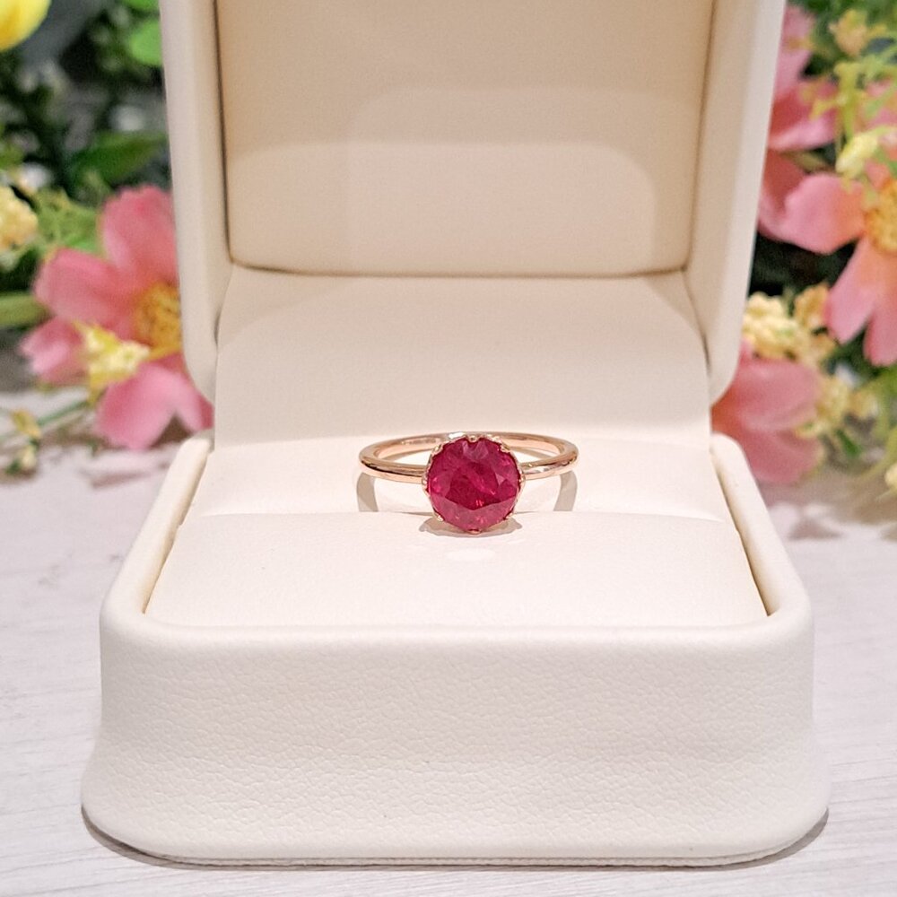 Ruby 14k Yellow Solid Gold Ring, Size 6 3/4, Free… - image 8